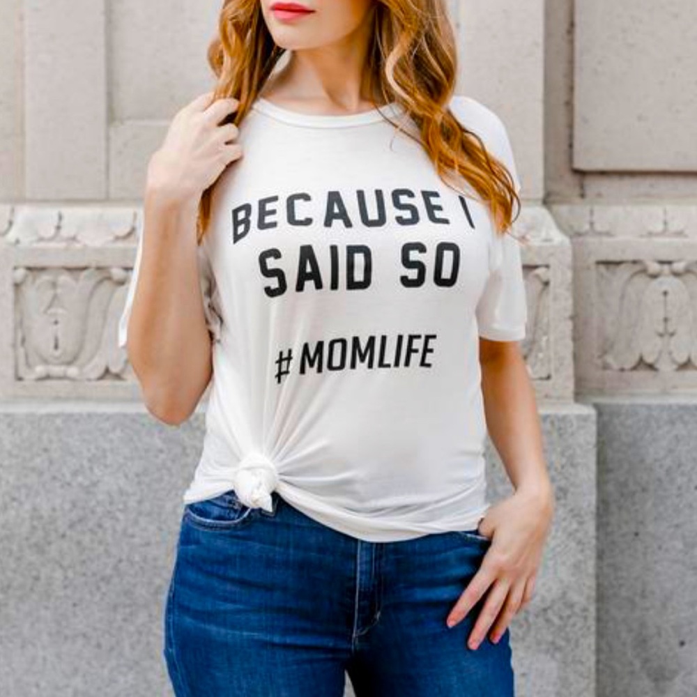 Very cute white tee graphic tee shirt. Perfect for a Mother’s Day present.